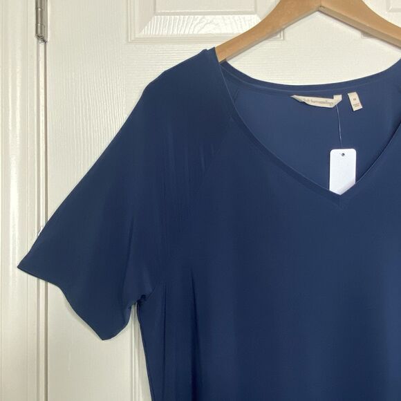 Soft Surroundings Madeline Tunic Top Overlay Cape-Like Short Sleeve Navy Size 1X - Picture 3 of 15
